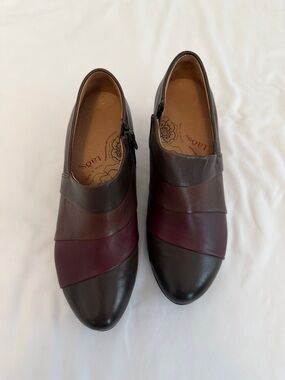 Taos Footwear Womens Leather Slip-On Shoes in Browns and Burgundy
